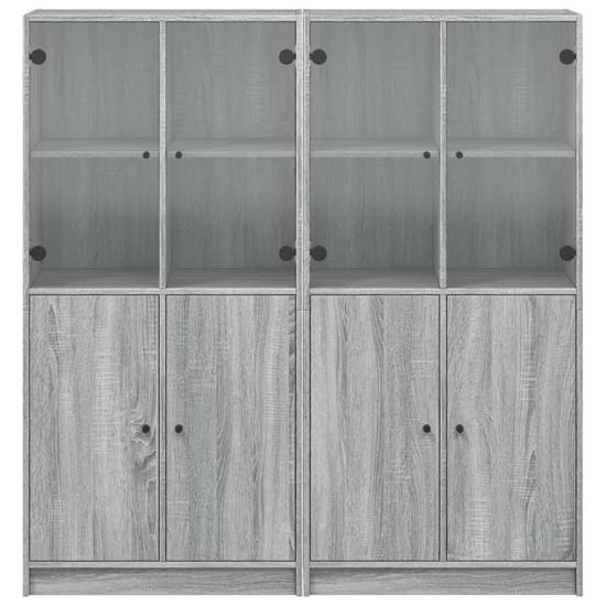 Avila Wooden Office Cabinet With 8 Doors In Grey Sonoma