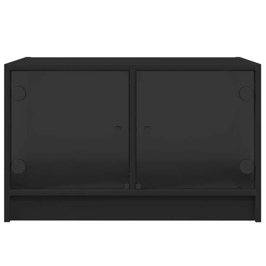 Avila Wooden Coffee Table With 2 Glass Doors In Black
