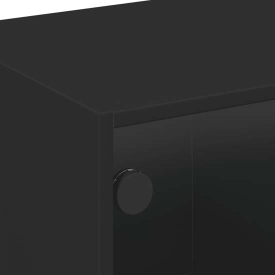 Avila Wooden Coffee Table With 2 Glass Doors In Black
