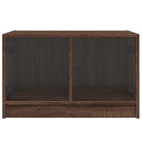 Avila Wooden Coffee Table With 2 Glass Doors In Brown Oak
