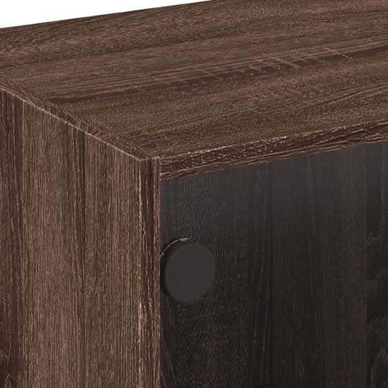 Avila Wooden Coffee Table With 2 Glass Doors In Brown Oak