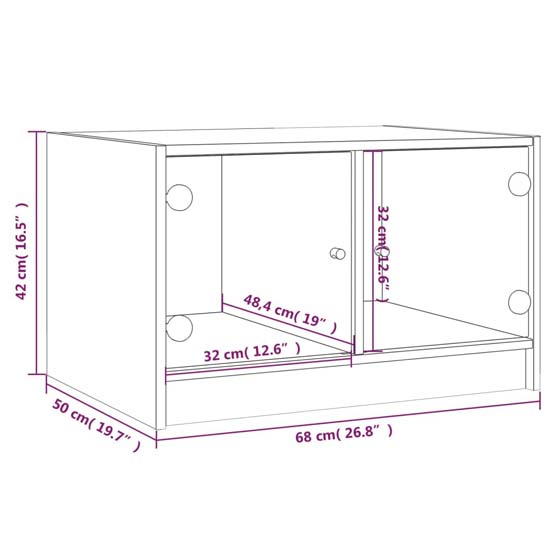Avila Wooden Coffee Table With 2 Glass Doors In Smoked Oak