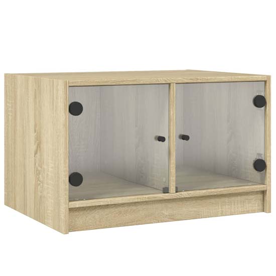 Avila Wooden Coffee Table With 2 Glass Doors In Sonoma Oak