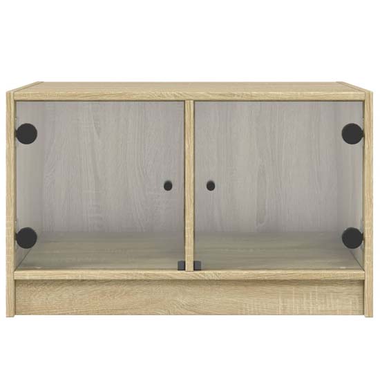 Avila Wooden Coffee Table With 2 Glass Doors In Sonoma Oak