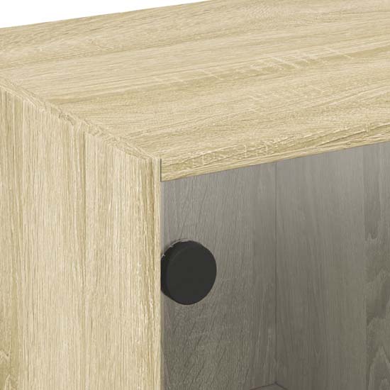 Avila Wooden Coffee Table With 2 Glass Doors In Sonoma Oak