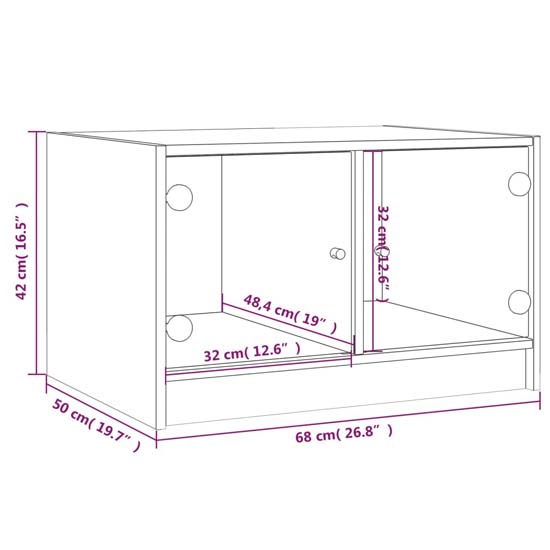 Avila Wooden Coffee Table With 2 Glass Doors In Sonoma Oak