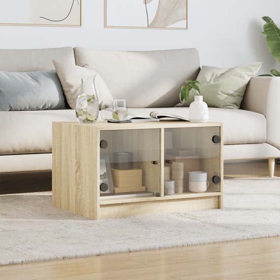 Read more about Avila wooden coffee table with 2 glass doors in sonoma oak