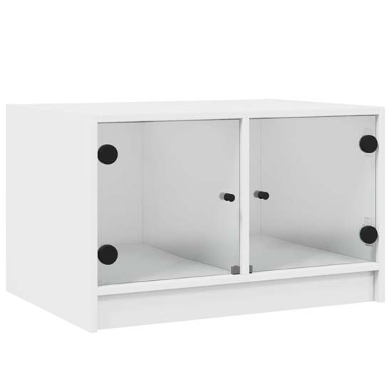 Avila Wooden Coffee Table With 2 Glass Doors In White