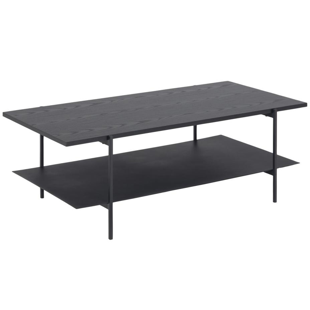 Avila Wooden Coffee Table With Undershelf In Ash Black