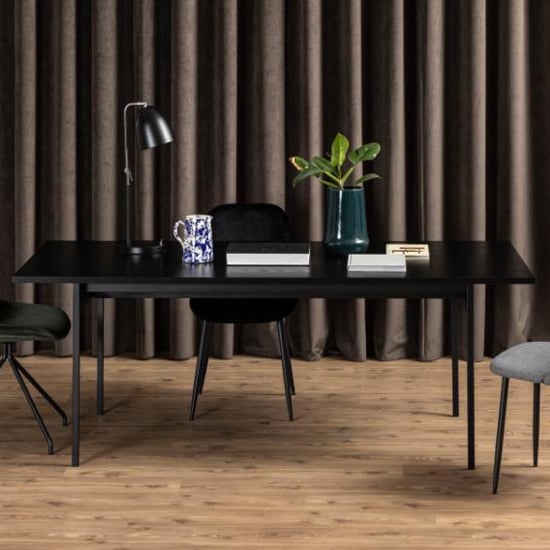 Product photograph of Avila Wooden Dining Table Rectangular In Ash Black from Furniture in Fashion