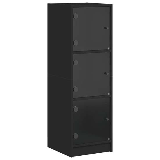 Avila Wooden Office Cabinet With 3 Glass Doors In Black