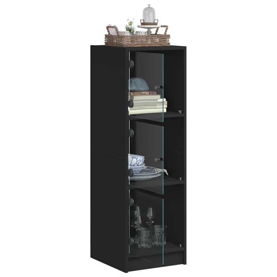 Avila Wooden Office Cabinet With 3 Glass Doors In Black