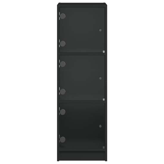Avila Wooden Office Cabinet With 3 Glass Doors In Black