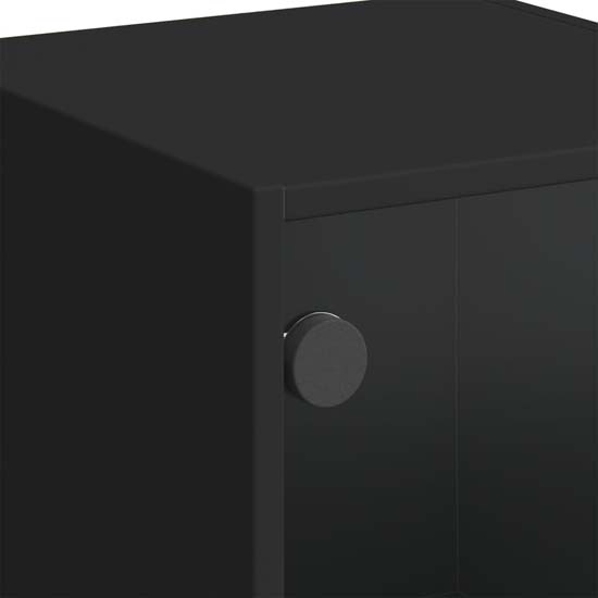 Avila Wooden Office Cabinet With 3 Glass Doors In Black