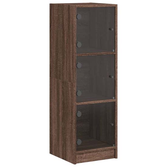 Avila Wooden Office Cabinet With 3 Glass Doors In Brown Oak