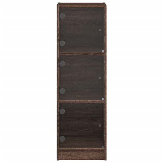 Avila Wooden Office Cabinet With 3 Glass Doors In Brown Oak