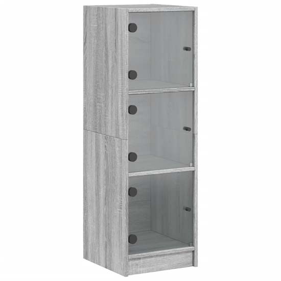 Avila Wooden Office Cabinet With 3 Glass Doors In Grey Sonoma