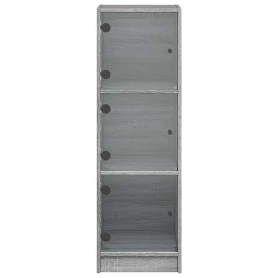 Avila Wooden Office Cabinet With 3 Glass Doors In Grey Sonoma