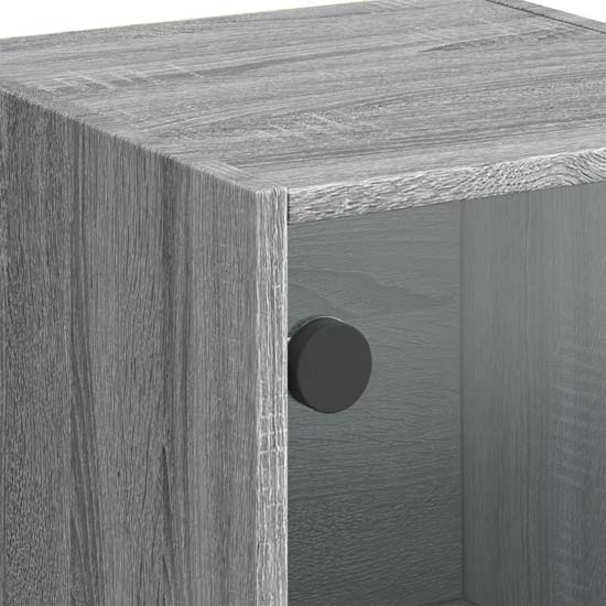 Avila Wooden Office Cabinet With 3 Glass Doors In Grey Sonoma