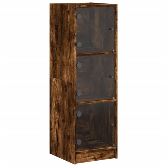 Avila Wooden Office Cabinet With 3 Glass Doors In Smoked Oak