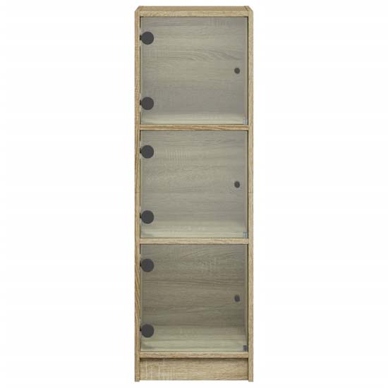 Avila Wooden Office Cabinet With 3 Glass Doors In Sonoma Oak