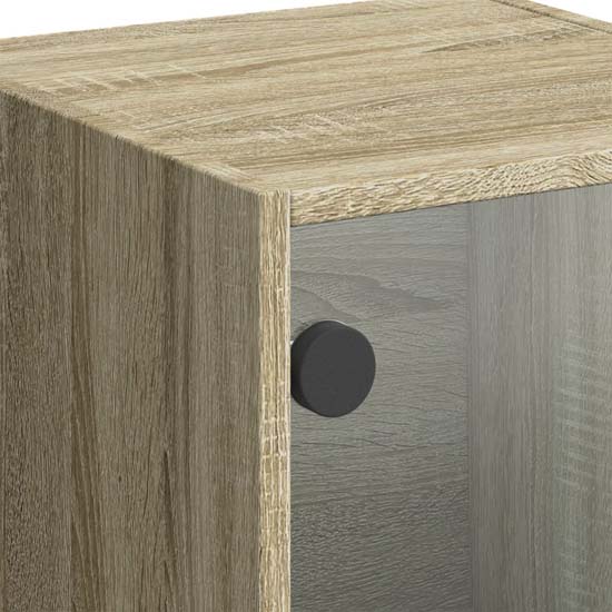 Avila Wooden Office Cabinet With 3 Glass Doors In Sonoma Oak