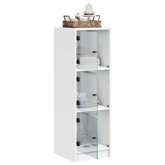 Avila Wooden Office Cabinet With 3 Glass Doors In White