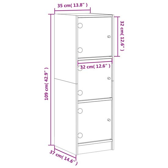 Avila Wooden Office Cabinet With 3 Glass Doors In White