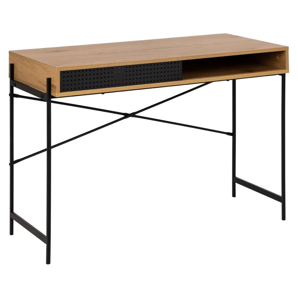 Avila Wooden Laptop Desk With 1 Sliding Door In Oak And Ash Black