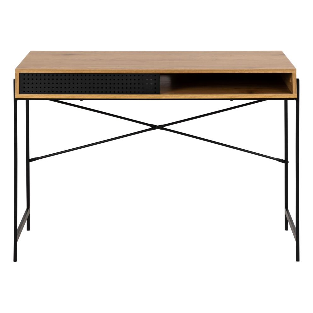 Avila Wooden Laptop Desk With 1 Sliding Door In Oak And Ash Black