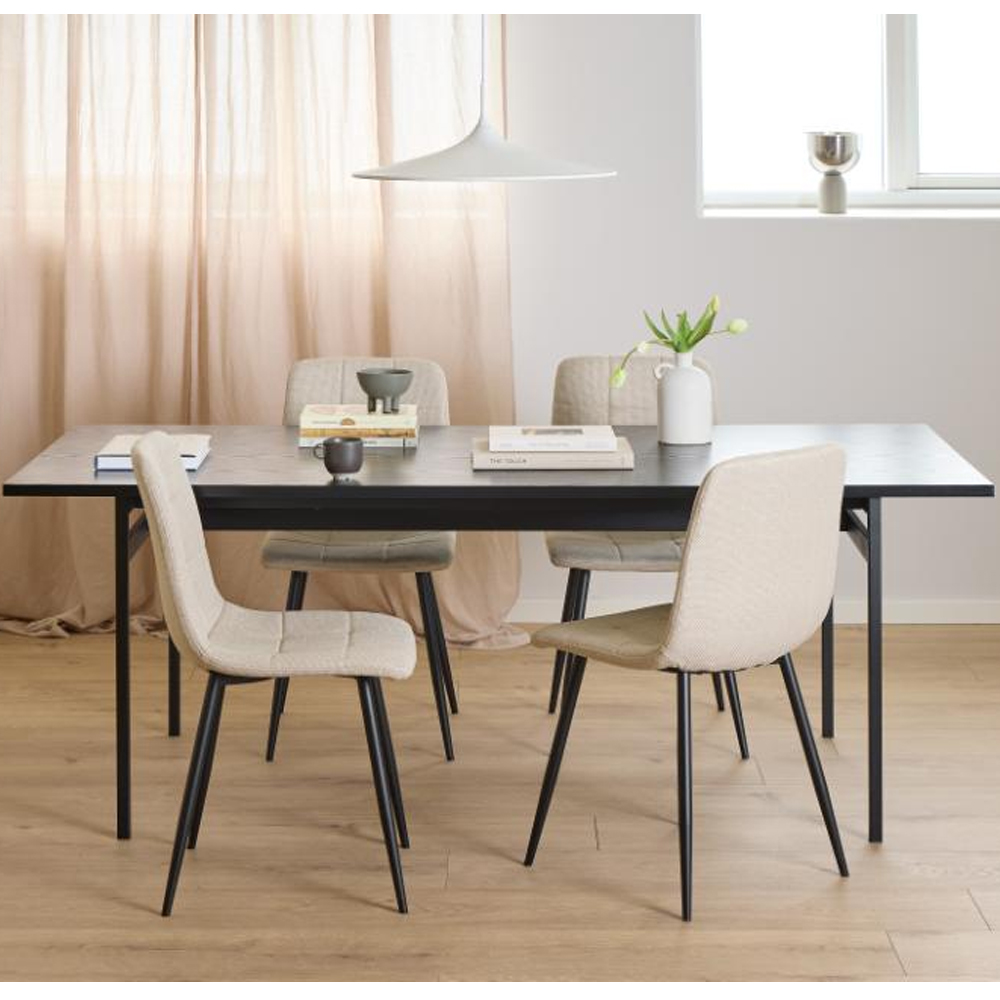 Avila Wooden Rectangular Dining Table In Ash Black