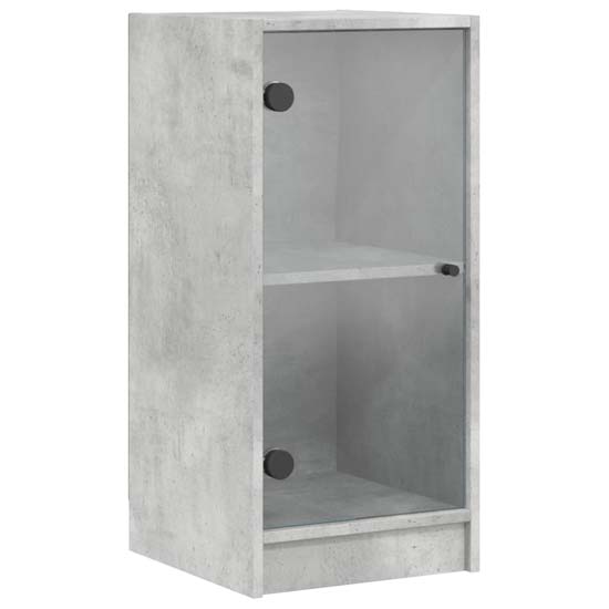 Avila Wooden Office Cabinet With 1 Glass Door In Concrete Grey