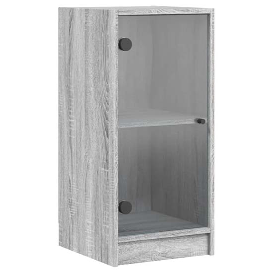 Avila Wooden Office Cabinet With 1 Glass Door In Grey Sonoma