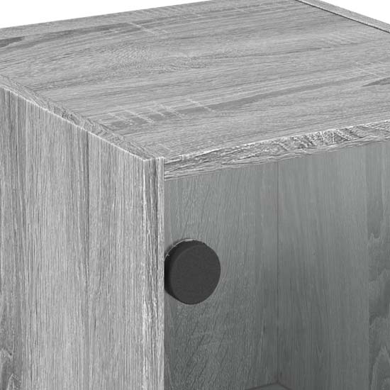 Avila Wooden Office Cabinet With 1 Glass Door In Grey Sonoma