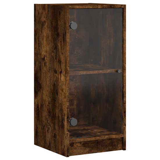 Avila Wooden Office Cabinet With 1 Glass Door In Smoked Oak
