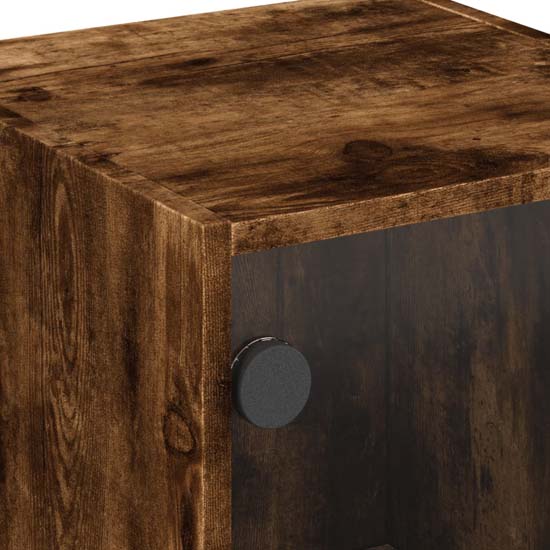 Avila Wooden Office Cabinet With 1 Glass Door In Smoked Oak
