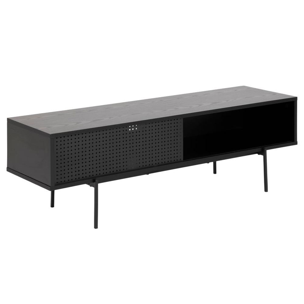 Avila Wooden TV Stand With 1 Sliding Door In Ash Black