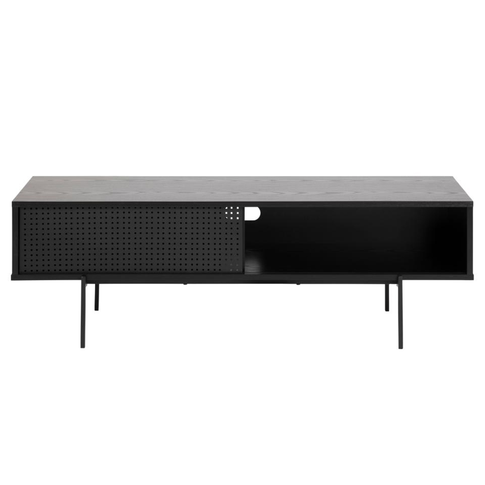 Avila Wooden TV Stand With 1 Sliding Door In Ash Black