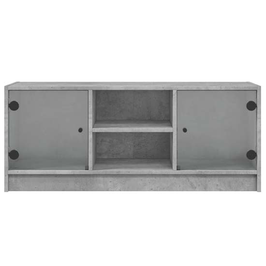 Avila Wooden TV Stand With 2 Glass Doors In Concrete Effect