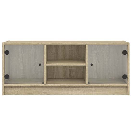 Avila Wooden TV Stand With 2 Glass Doors In Sonoma Oak