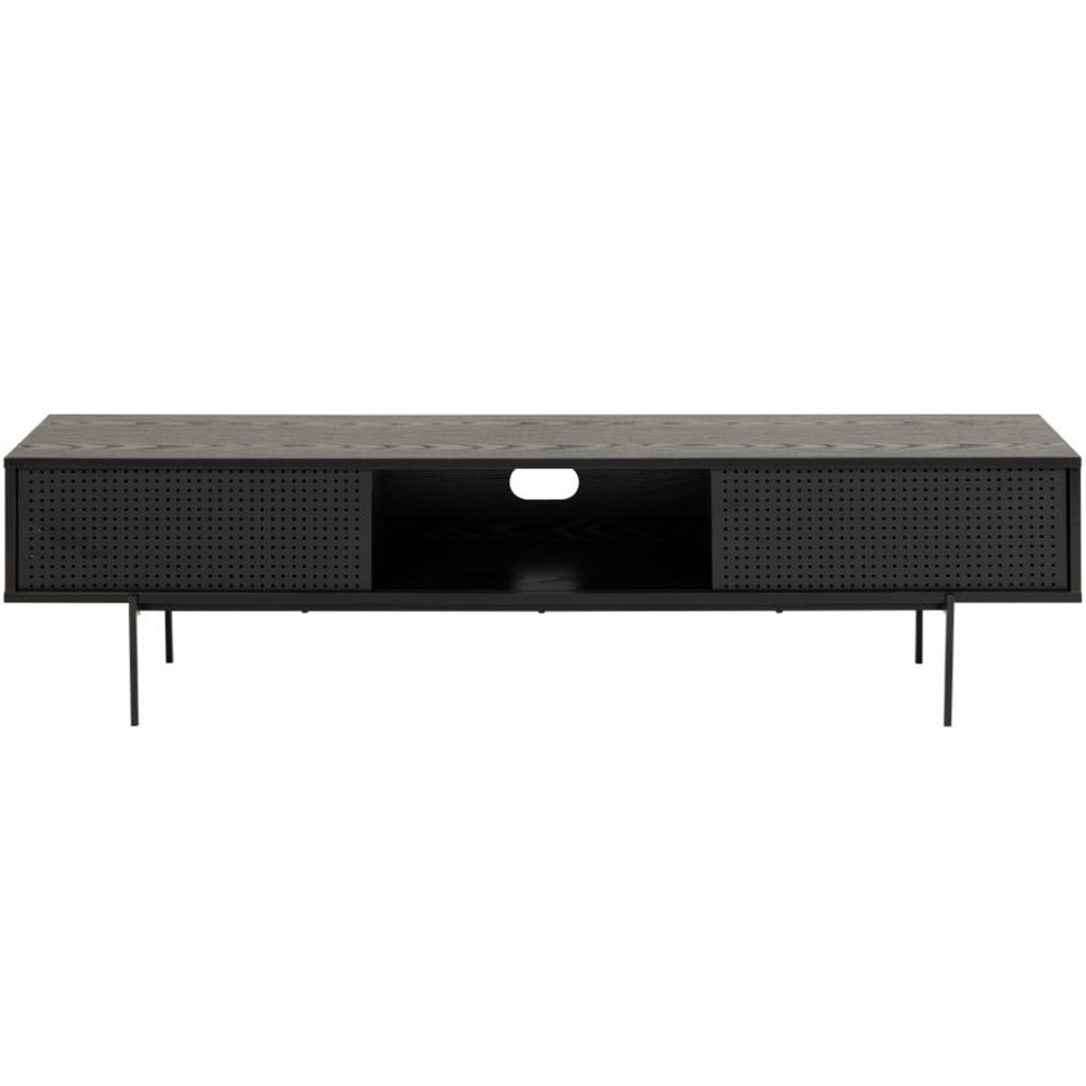 Avila Wooden TV Stand With 2 Sliding Doors In Ash Black