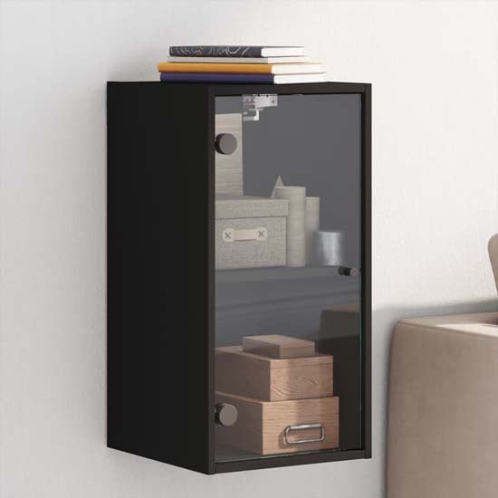 Read more about Avila wooden wall cabinet with 1 glass door in black