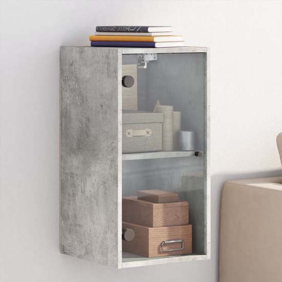 Avila Wooden Wall Cabinet With 1 Glass Door In Concrete Effect