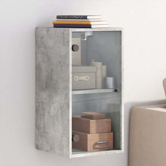 Read more about Avila wooden wall cabinet with 1 glass door in concrete effect