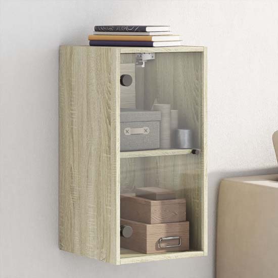 Read more about Avila wooden wall cabinet with 1 glass door in sonoma oak