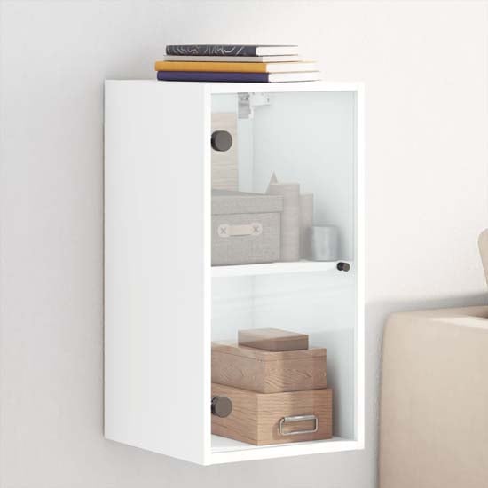 Product photograph of Avila Wooden Wall Cabinet With 1 Glass Door In White from Furniture in Fashion