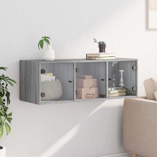 Read more about Avila wooden wall cabinet with 3 glass doors in grey sonoma oak