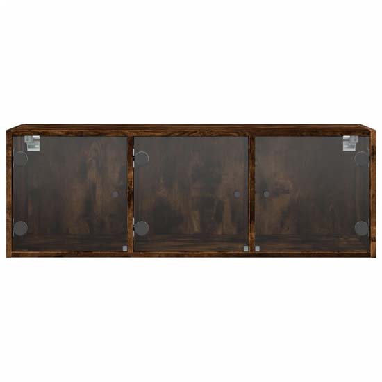 Avila Wooden Wall Cabinet With 3 Glass Doors In Smoked Oak