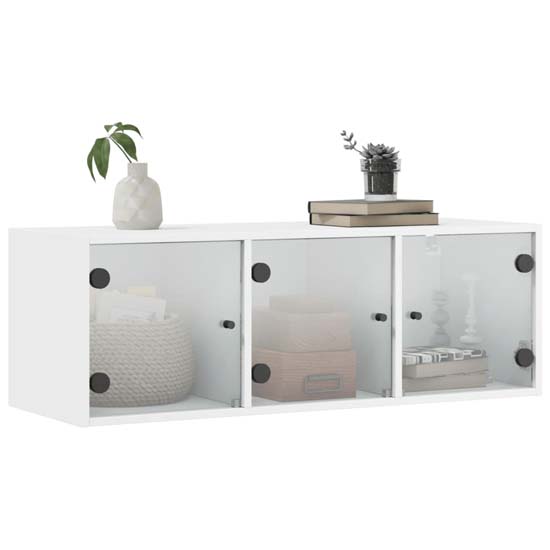 Avila Wooden Wall Cabinet With 3 Glass Doors In White
