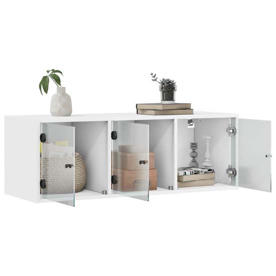 Avila Wooden Wall Cabinet With 3 Glass Doors In White